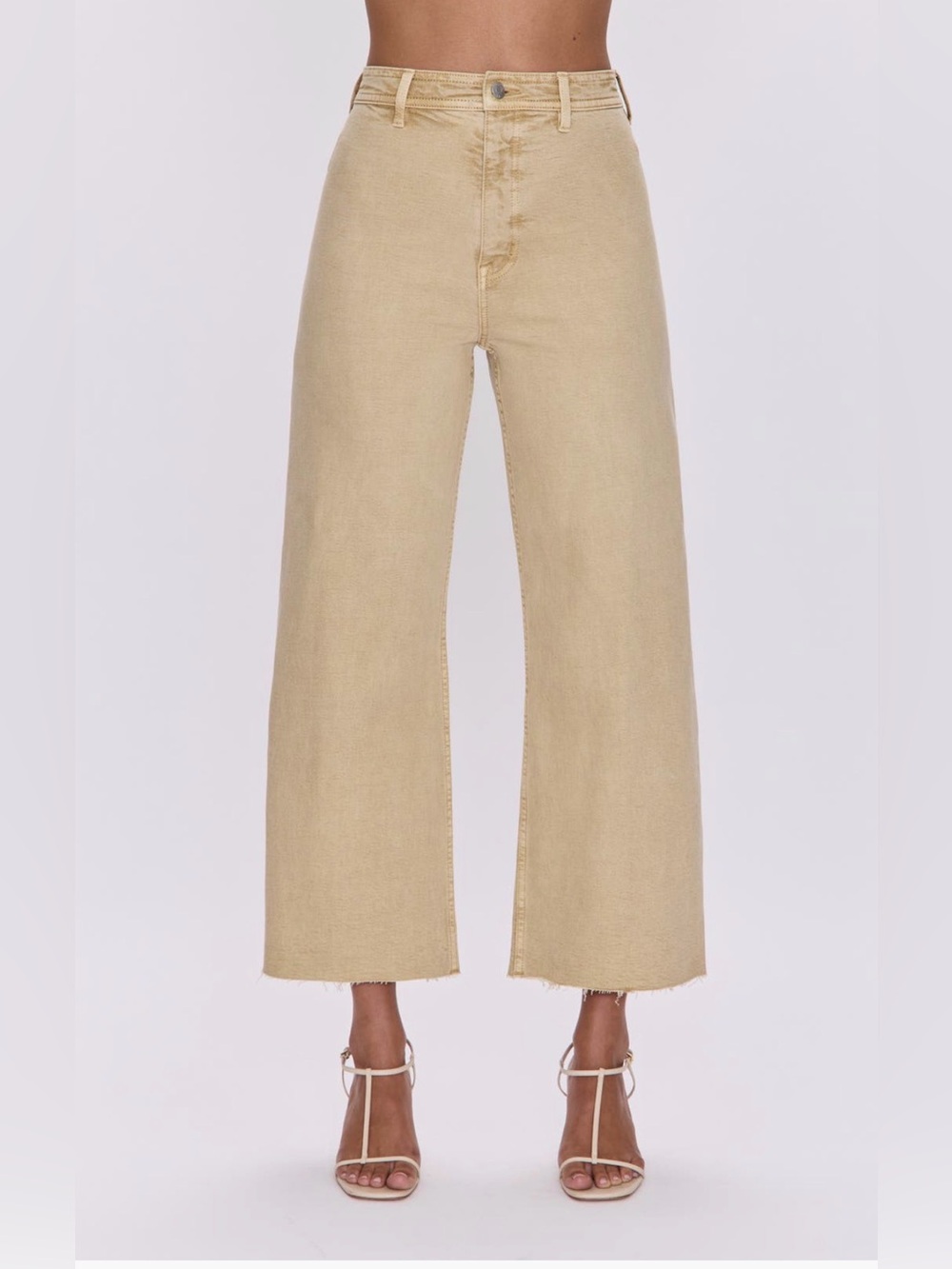pistola Wide Leg Flare Jeans in Light Khaki